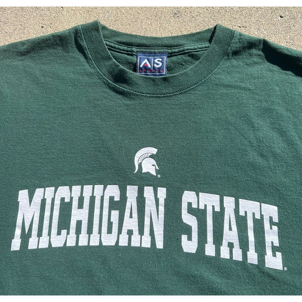 Vintage 00s Michigan State Spartans College Spellout T-Shirt Size XL
